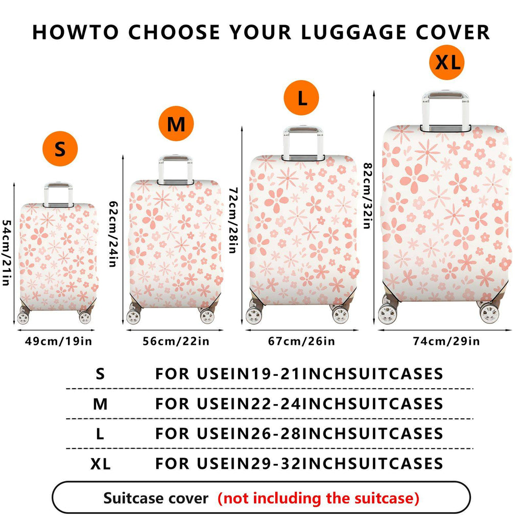 1-Piece Pink Floral Flower Blossom Daisy Spring Holiday  Suitcase Luggage Cover, Stretch Protective Sleeve
