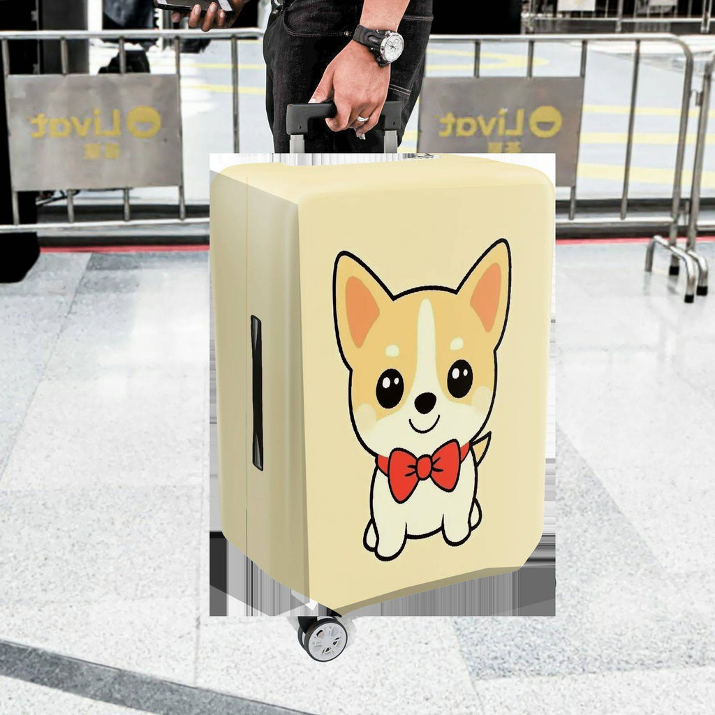 1-Piece Cute Corgi  Dog Red Bowtie Animal  Suitcase Luggage Cover, Stretch Protective Sleeve