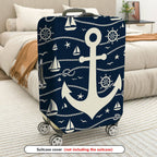 1-Piece Anchor Nautical Rope Sea Sailor Travel  Suitcase Luggage Cover, Stretch Protective Sleeve