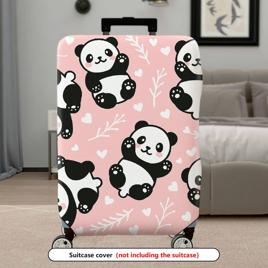 1-Piece Pink Cute Panda Heart Floral Pattern  Suitcase Luggage Cover, Stretch Protective Sleeve