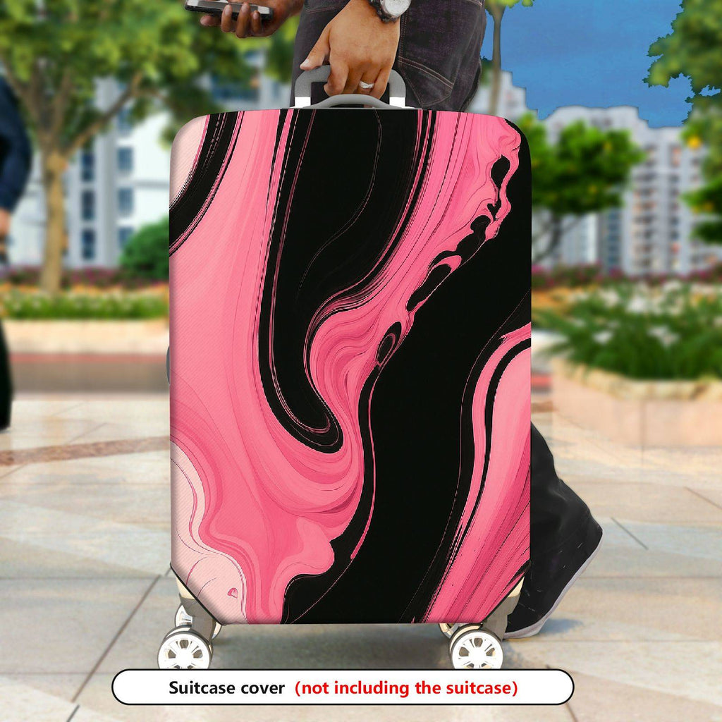1-Piece Pink Black Abstract Fluid Artistic Modern Stylish  Suitcase Luggage Cover, Stretch Protective Sleeve