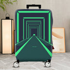 1-Piece Geometric  Futuristic Tunnel Dark Blue Green  Suitcase Luggage Cover, Stretch Protective Sleeve