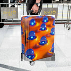 1-Piece Abstract Bubble Orange Blue Modern Artistic Colorful  Suitcase Luggage Cover, Stretch Protective Sleeve
