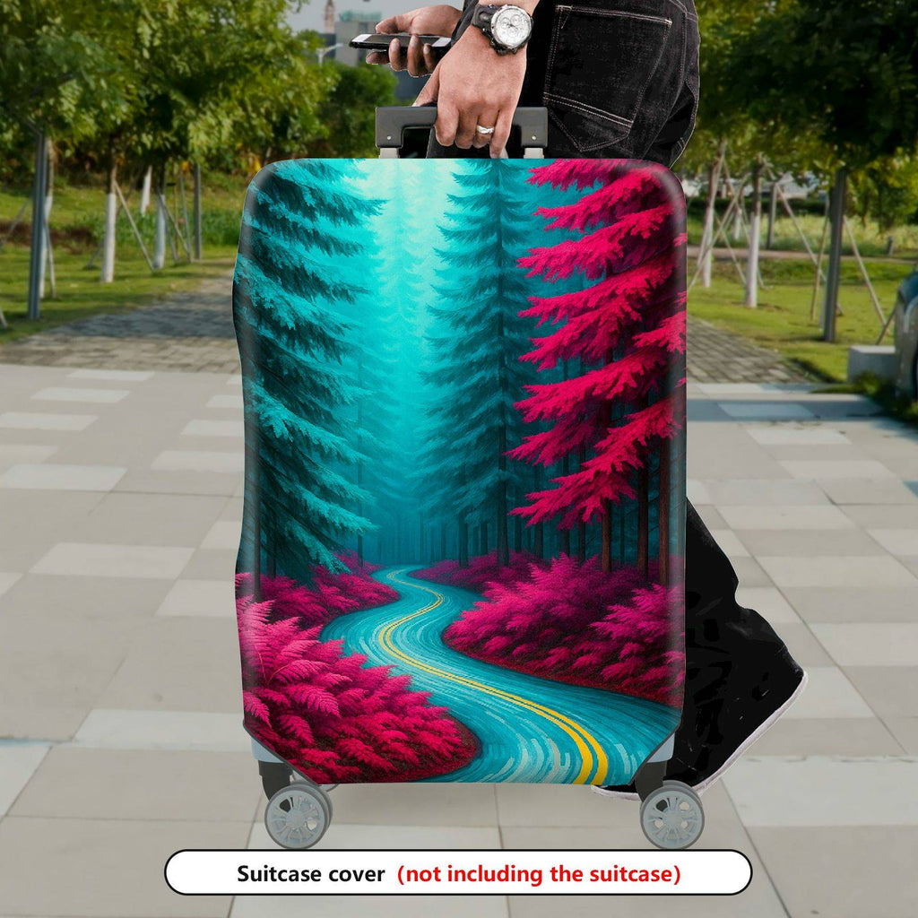 1-Piece Forest Path Vibrant Colors Nature Scenic Landscape  Suitcase Luggage Cover, Stretch Protective Sleeve