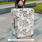 1-Piece Skull Floral Pink Gray Pattern Stylish Luggage  Suitcase Luggage Cover, Stretch Protective Sleeve