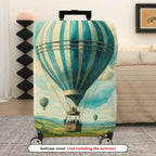 1-Piece Hot Air Balloon Sky Landscape Vintage Art Style  Suitcase Luggage Cover, Stretch Protective Sleeve