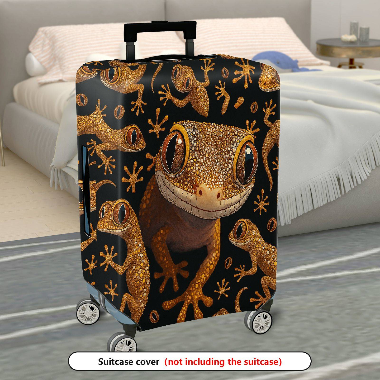 1-Piece Gecko Reptile Animal  Cute Fun  Suitcase Luggage Cover, Stretch Protective Sleeve