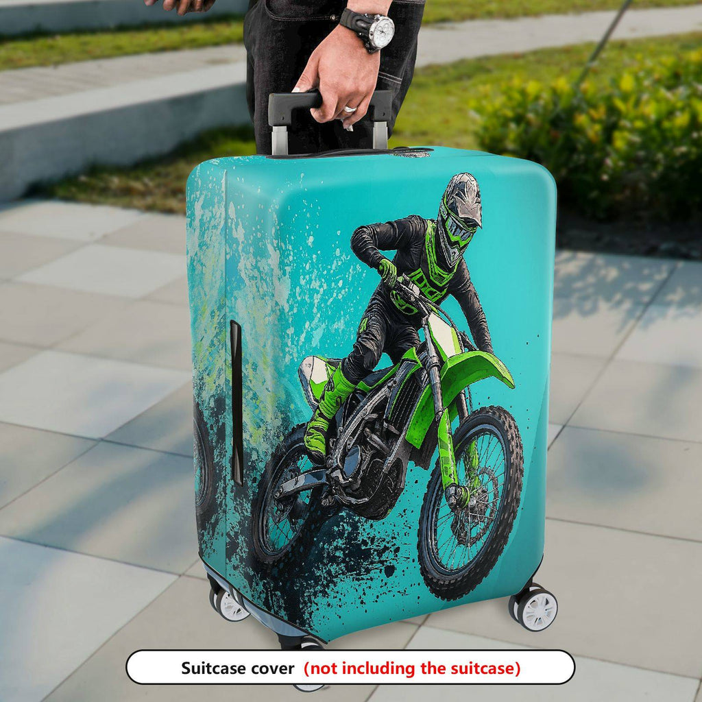 1-Piece Adventure Motorbike Rider Splash Thrill Action  Suitcase Luggage Cover, Stretch Protective Sleeve