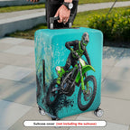 1-Piece Adventure Motorbike Rider Splash Thrill Action  Suitcase Luggage Cover, Stretch Protective Sleeve