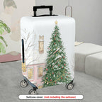 1-Piece Christmas Tree Snow House Holiday Winter  Suitcase Luggage Cover, Stretch Protective Sleeve
