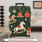 1-Piece Christmas Holiday Festive Gift Horse Ornament  Suitcase Luggage Cover, Stretch Protective Sleeve