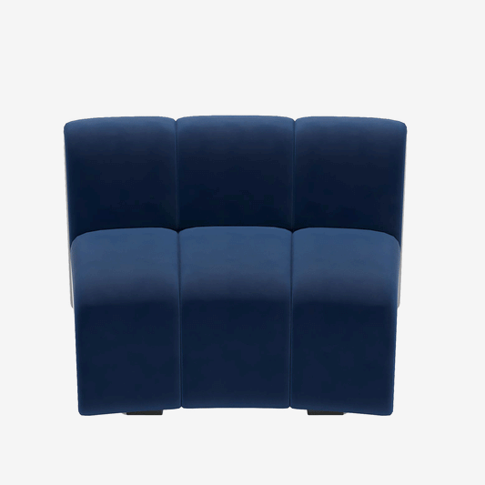 Chauffeuse d'angle pour canapé modulable en velours bleu marine Hélène