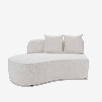Canapé sectionnel incurvé 3-4 places en tissu bouclé blanc Alba
