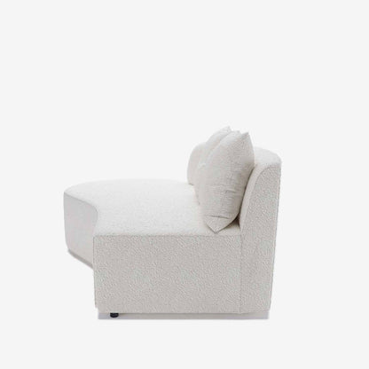 Canapé sectionnel incurvé 3-4 places en tissu bouclé blanc Alba