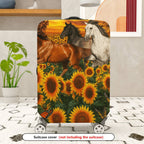 1-Piece Horse Sunflower Butterfly Sunset Landscape  Suitcase Luggage Cover, Stretch Protective Sleeve
