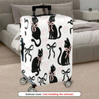 1-Piece Black Cat Bow Knot Paw Ribbon Cute  Suitcase Luggage Cover, Stretch Protective Sleeve