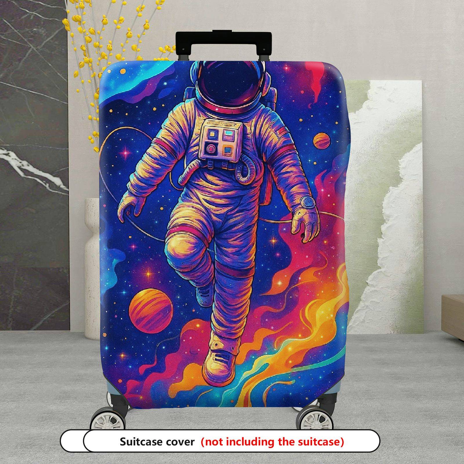 1-Piece Astronaut Galaxy Space Stars Planets Universe  Suitcase Luggage Cover, Stretch Protective Sleeve