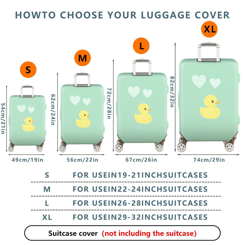 1-Piece Cute Duck Heart Mint Green Decorative Fun Unique Playful  Suitcase Luggage Cover, Stretch Protective Sleeve
