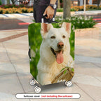 1-Piece Dog Floral Green Nature Spring Blossom  Suitcase Luggage Cover, Stretch Protective Sleeve