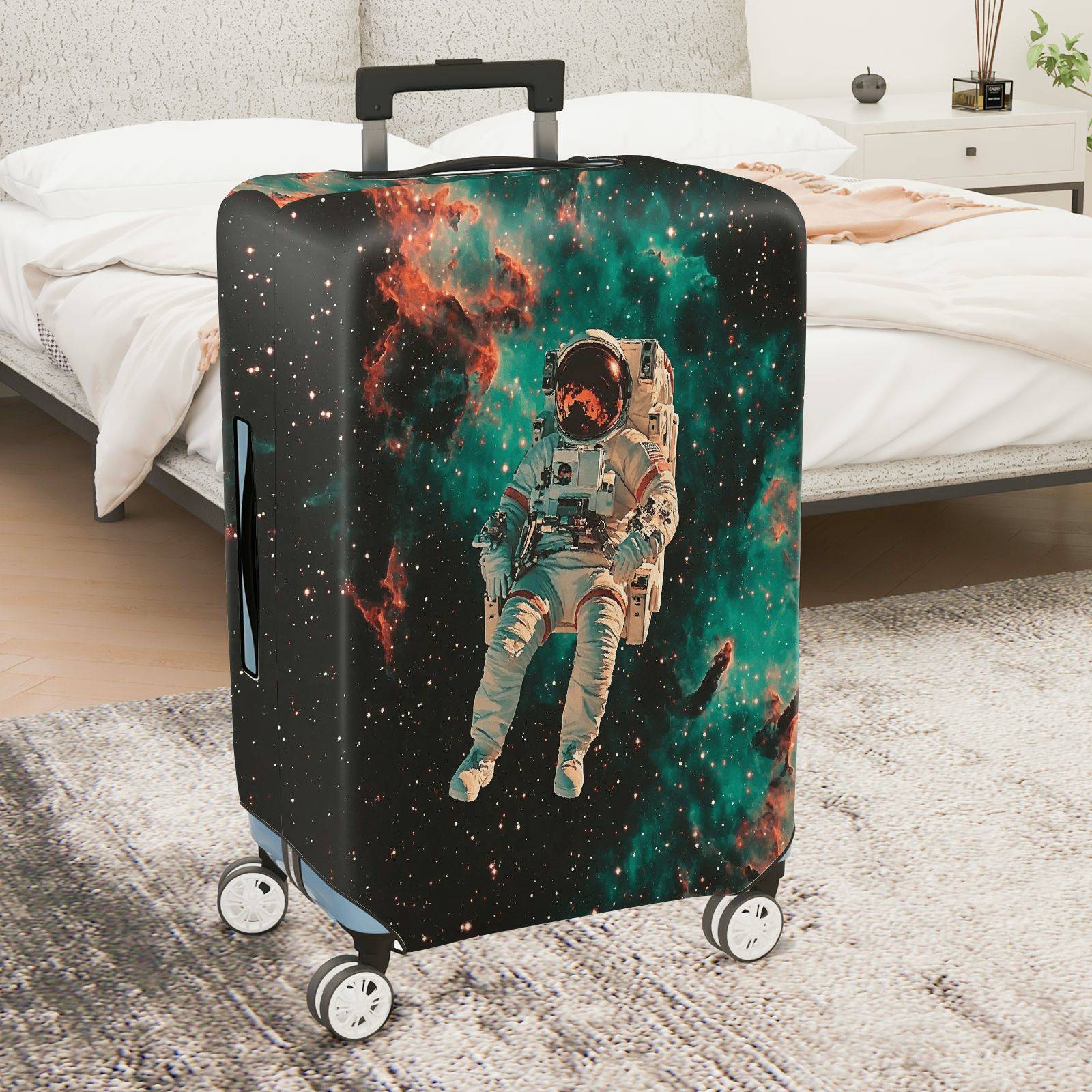 1-Piece Astronaut Galaxy Universe Outer Space Adventure  Suitcase Luggage Cover, Stretch Protective Sleeve