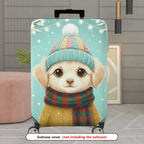 1-Piece Cute Winter Dog Snow Holiday Colorful Scarf  Suitcase Luggage Cover, Stretch Protective Sleeve