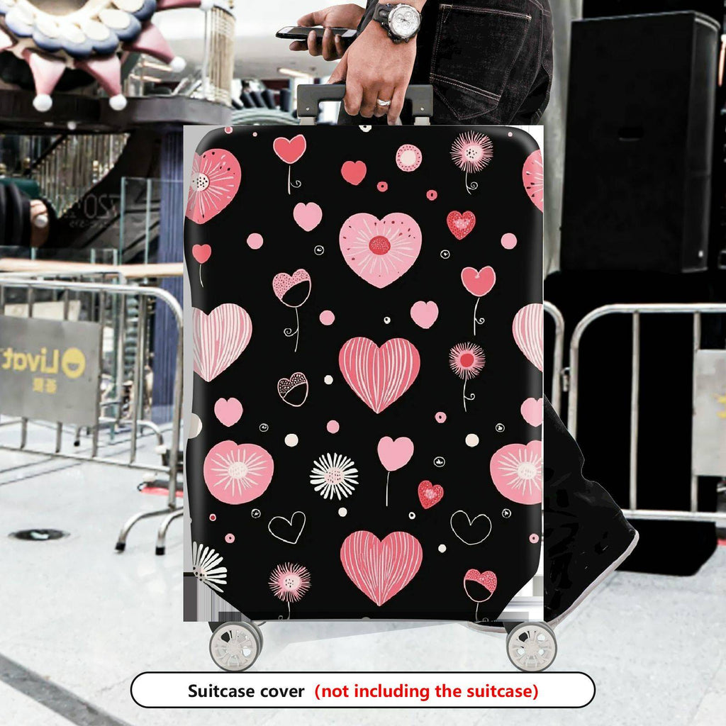 1-Piece Heart Flower Love Valentine Romantic Cute  Suitcase Luggage Cover, Stretch Protective Sleeve