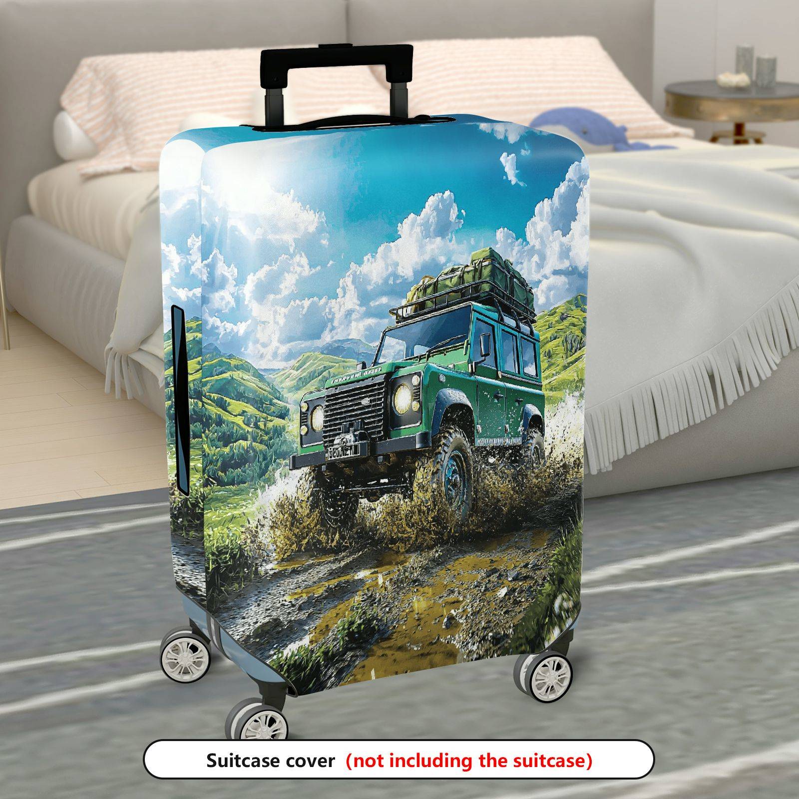 1-Piece Adventure Off-road Scenic Nature Travel Land Rover  Suitcase Luggage Cover, Stretch Protective Sleeve