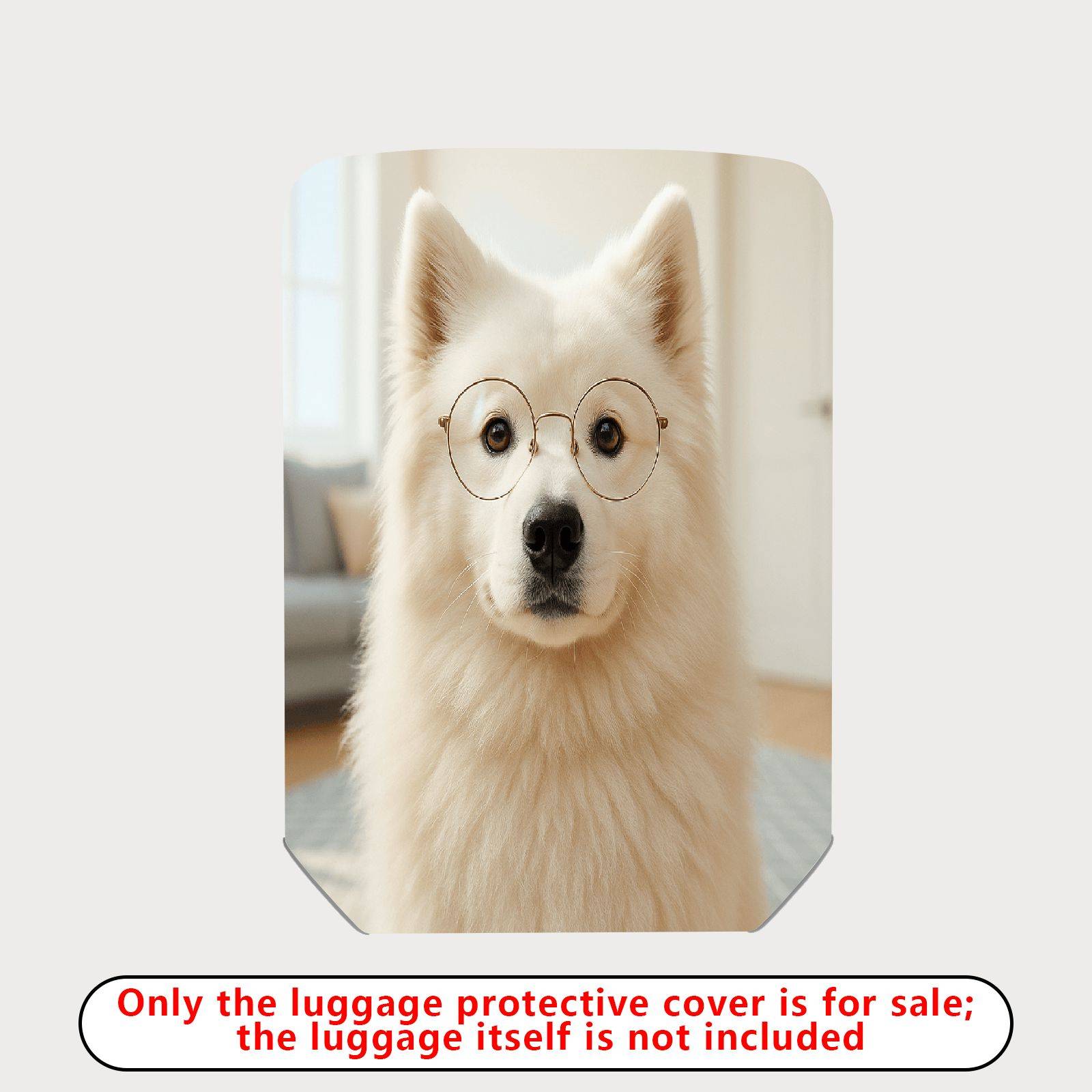 1-Piece Cute Dog Glasses White Living Room Sofa  Suitcase Luggage Cover, Stretch Protective Sleeve