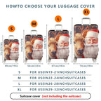 1-Piece Reindeer Santa Claus Christmas Holiday Festive  Suitcase Luggage Cover, Stretch Protective Sleeve