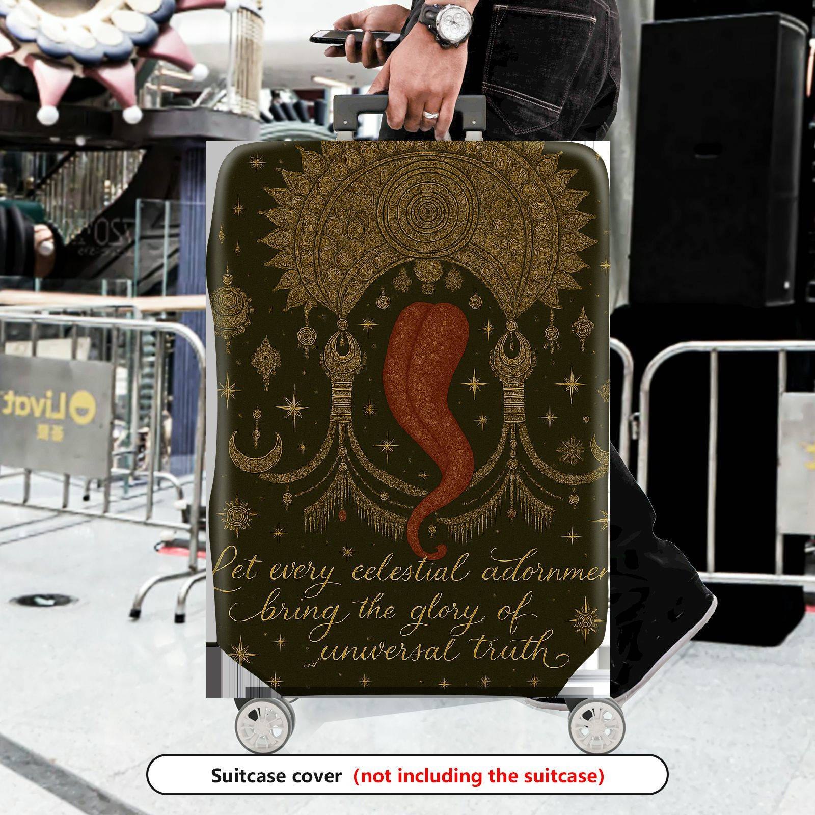 1-Piece Celestial Bohemian Universe Mystic Cosmic  Suitcase Luggage Cover, Stretch Protective Sleeve