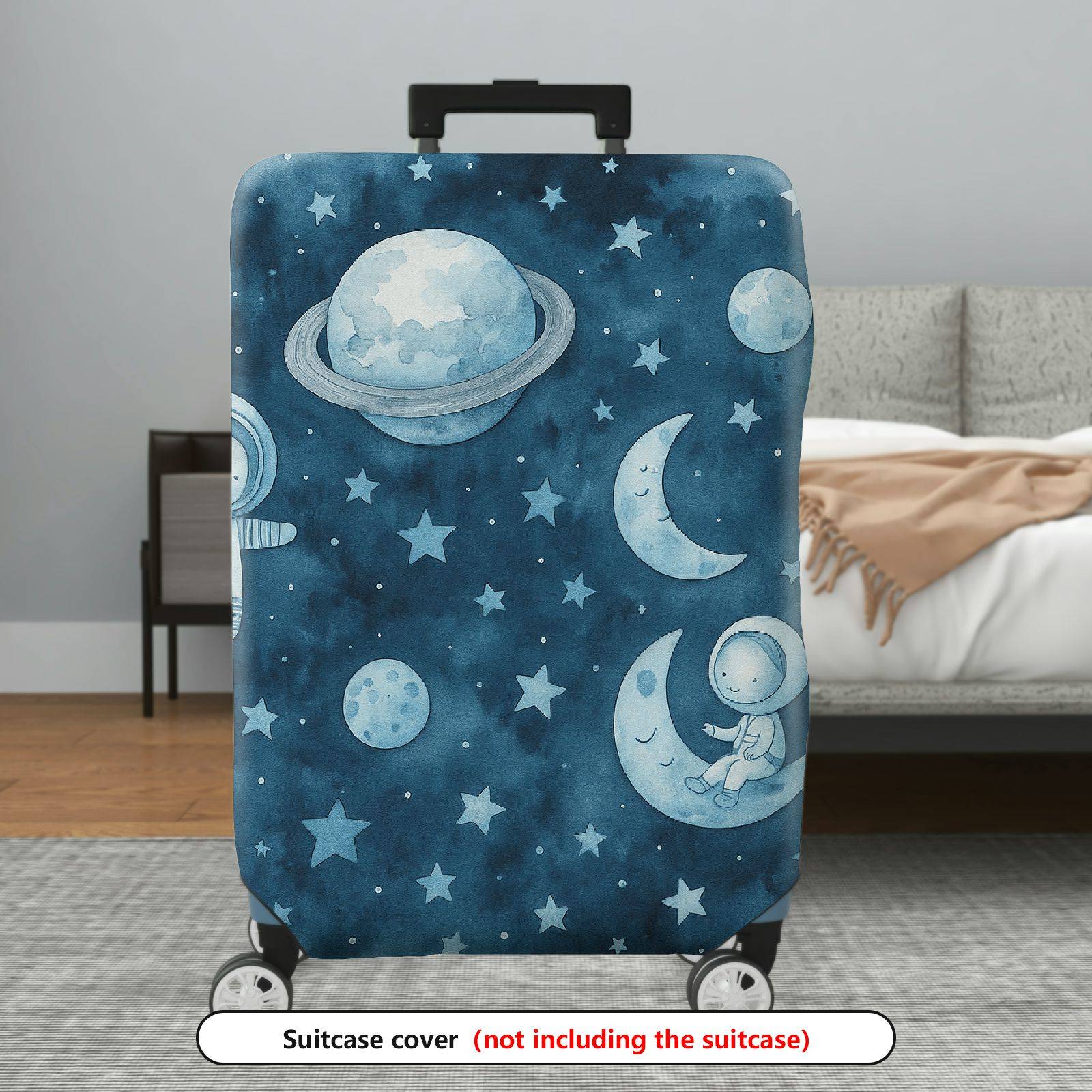 1-Piece Astronaut Moon Star Planet Space  Suitcase Luggage Cover, Stretch Protective Sleeve