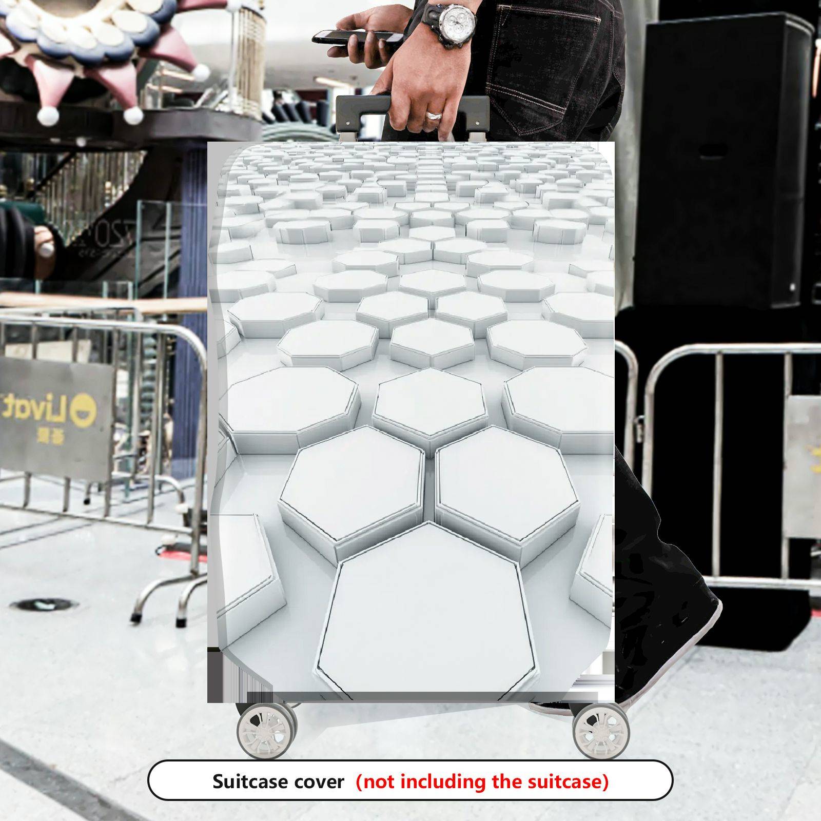 1-Piece Geometric Modern Abstract Monochrome Minimalist  Suitcase Luggage Cover, Stretch Protective Sleeve