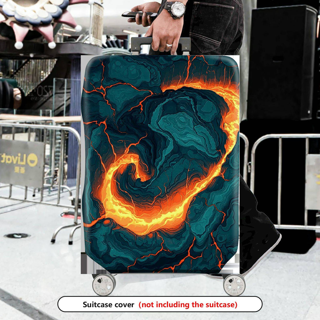 1-Piece Abstract Fiery Volcanic Marble Swirl Pattern  Suitcase Luggage Cover, Stretch Protective Sleeve