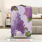 1-Piece Purple Floral Hydrangea Leaf Blossom Nature  Suitcase Luggage Cover, Stretch Protective Sleeve