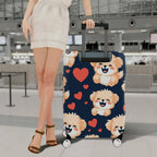1-Piece Cute Dog Heart  Travel Holiday Fun  Suitcase Luggage Cover, Stretch Protective Sleeve