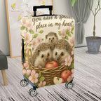 1-Piece Cute Hedgehog Apple Flower Basket Heartwarming  Suitcase Luggage Cover, Stretch Protective Sleeve