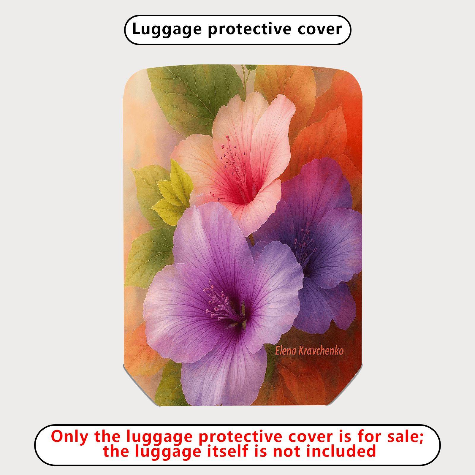 1-Piece Colorful Floral Nature Artistic Vibrant Hibiscus  Suitcase Luggage Cover, Stretch Protective Sleeve