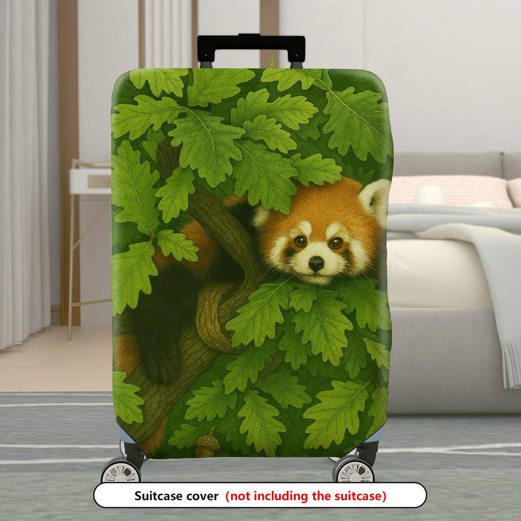 1-Piece Cute Green Forest Animal Red Panda Nature  Suitcase Luggage Cover, Stretch Protective Sleeve