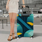 1-Piece Blue Abstract Geometric Modern Stylish Artistic  Suitcase Luggage Cover, Stretch Protective Sleeve
