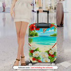 1-Piece Beach Floral Heart Tropical Paradise Colorful  Suitcase Luggage Cover, Stretch Protective Sleeve
