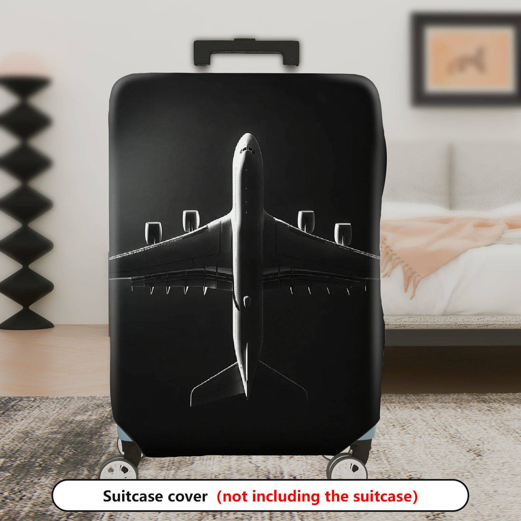 1-Piece Airplane Travel Adventure Design Black Stylish Modern Minimalist  Suitcase Luggage Cover, Stretch Protective Sleeve