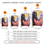 1-Piece Horse Sunset Floral Art Romance Colorful  Suitcase Luggage Cover, Stretch Protective Sleeve