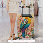 1-Piece Bird Floral Colorful Elegant Artistic Unique  Suitcase Luggage Cover, Stretch Protective Sleeve