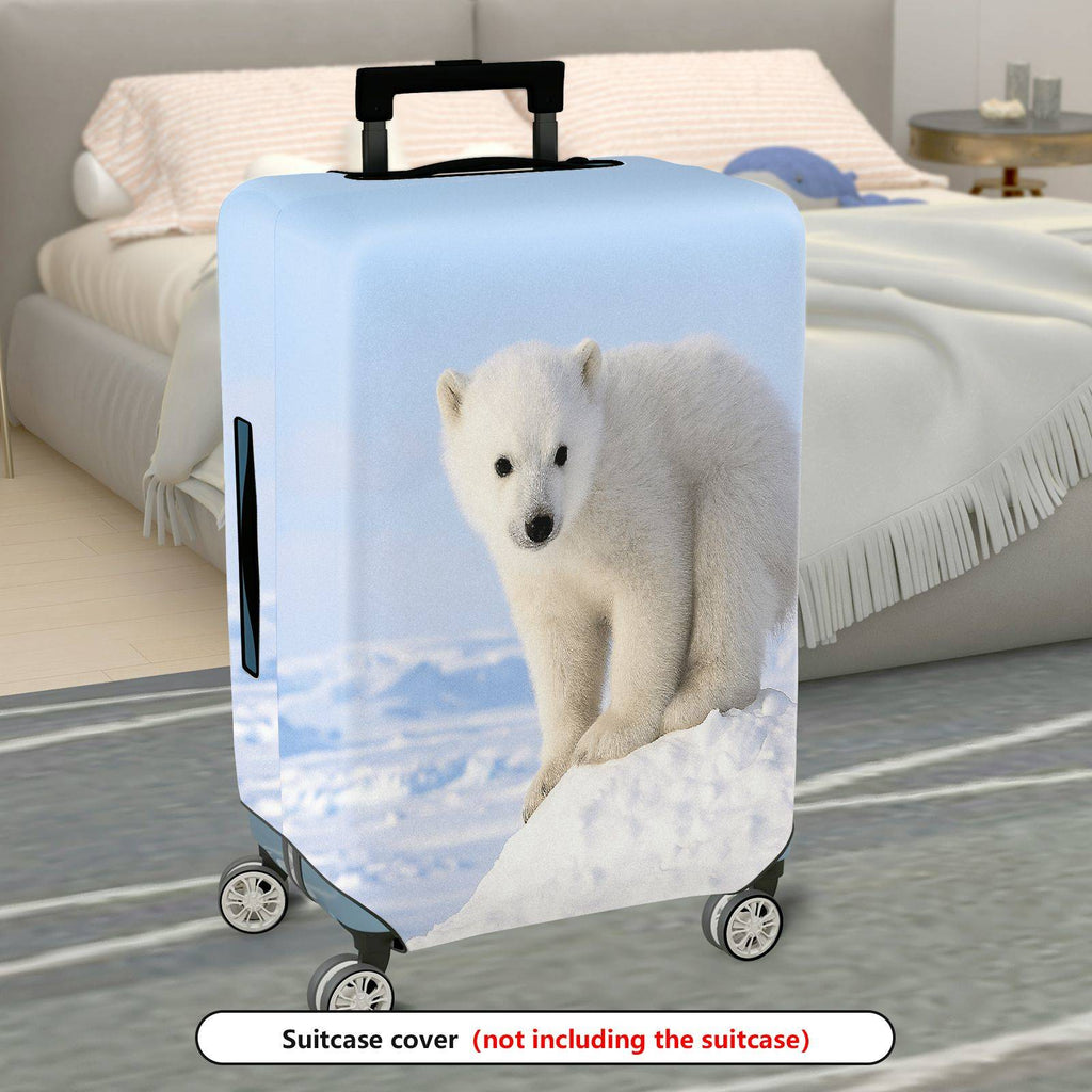 1-Piece Cute Polar Bear Snow Winter Nature Animal White  Suitcase Luggage Cover, Stretch Protective Sleeve