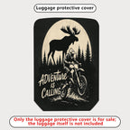 1-Piece Adventure Moose Forest Motorcycle Vintage  Suitcase Luggage Cover, Stretch Protective Sleeve