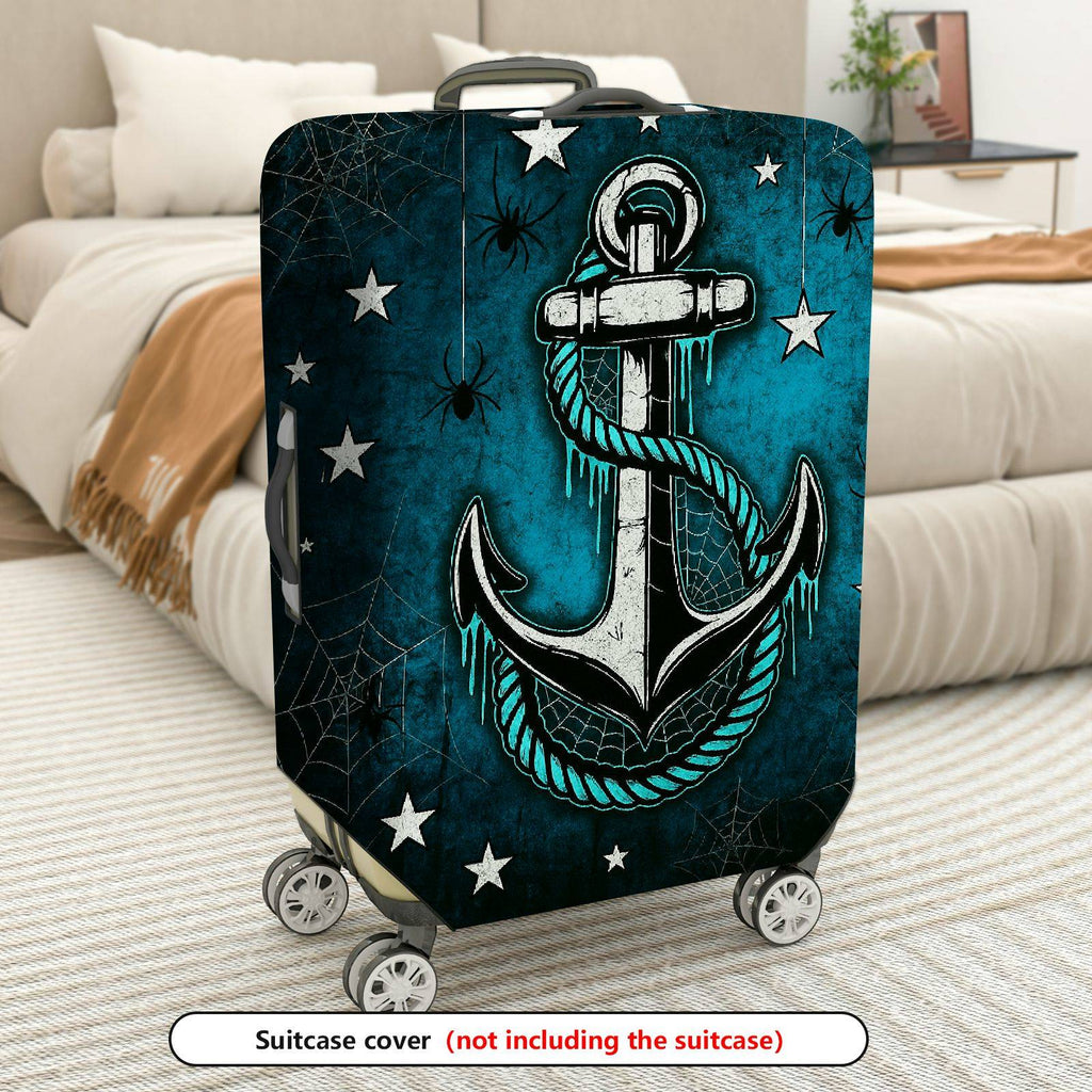 1-Piece Anchor Rope Stars Spider Web Nautical  Suitcase Luggage Cover, Stretch Protective Sleeve