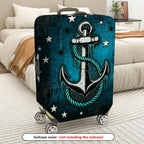 1-Piece Anchor Rope Stars Spider Web Nautical  Suitcase Luggage Cover, Stretch Protective Sleeve