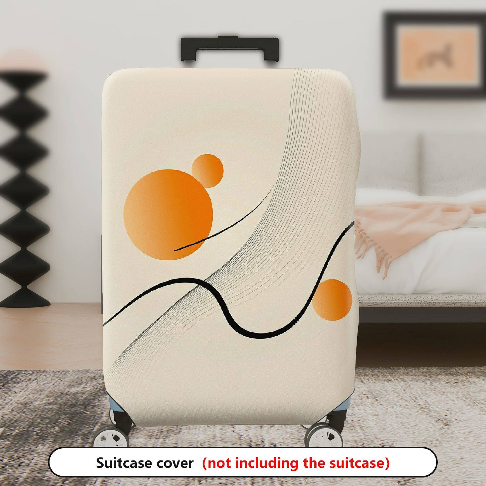 1-Piece Minimalist Abstract Geometric Art Orange Swirl  Suitcase Luggage Cover, Stretch Protective Sleeve