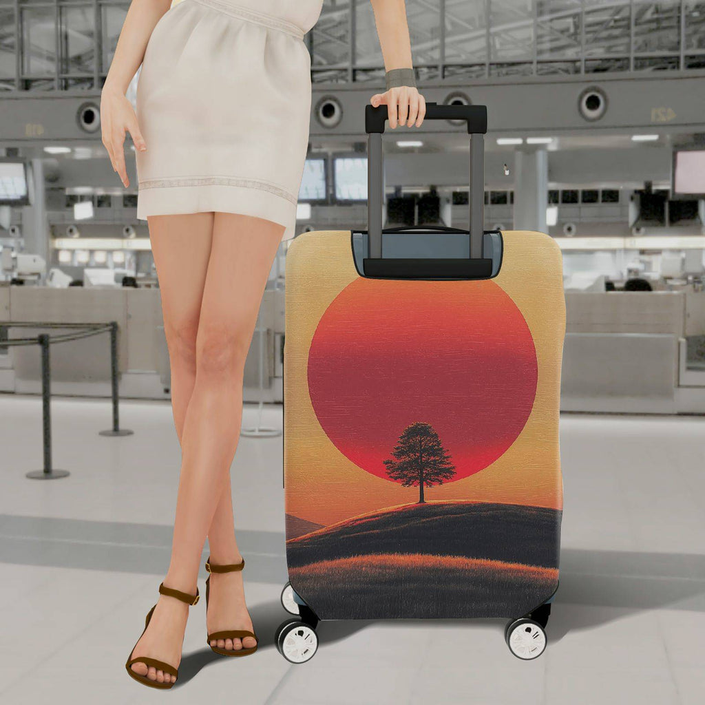 1-Piece Sunset Tree Landscape Minimalist Art Nature Fashion  Suitcase Luggage Cover, Stretch Protective Sleeve