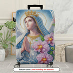 1-Piece Angel Floral Crown Orchid Praying Halo Religious  Suitcase Luggage Cover, Stretch Protective Sleeve
